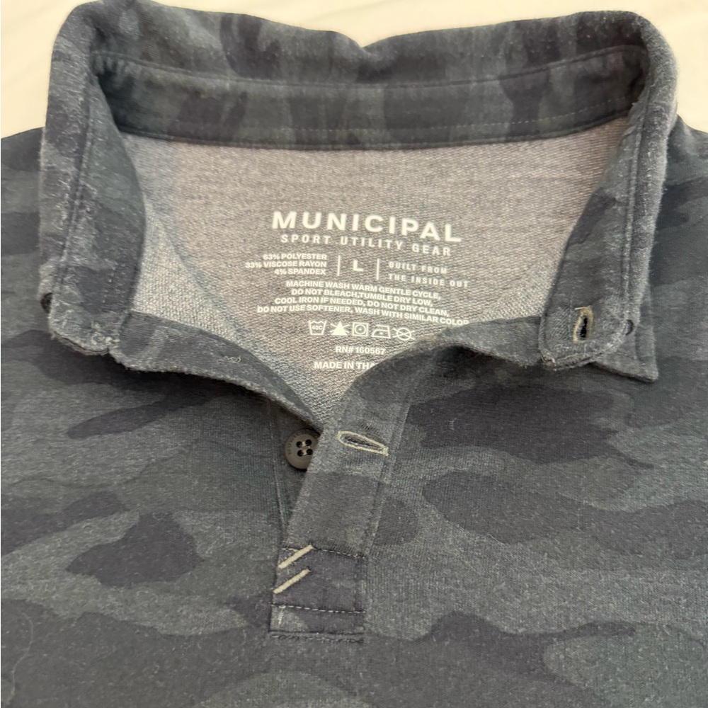 Municipal Men's Black Camouflage Polo Shirt Large